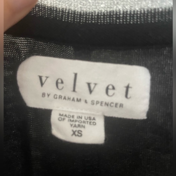 Velvet by Graham and Spencer black t-shirt with silver neck detail XS - Picture 2 of 7